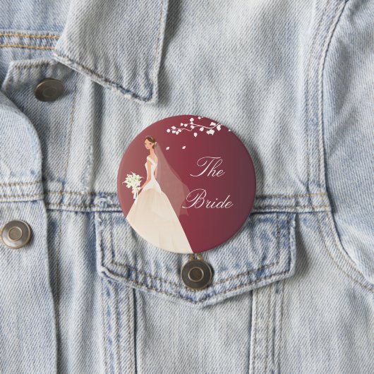 Autumn Crimson Bride Bridal Party Button (In situ)