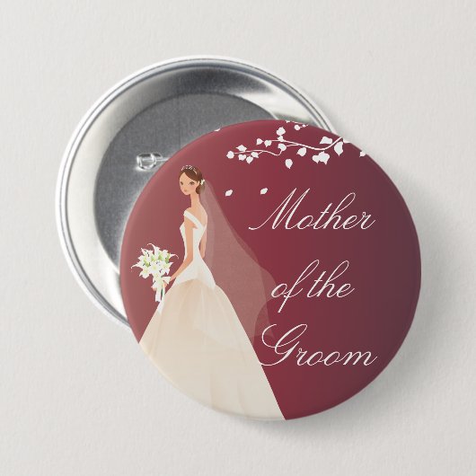 Autumn Crimson Bride MOG Bridal Party Button (Voorkant /achterkant)