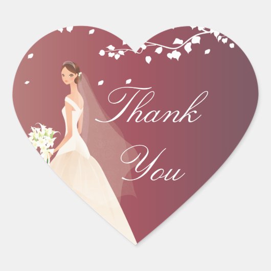 Autumn Crimson Bride Vrijgezellenfeest Hart Sticke Hart Sticker (Voorkant)