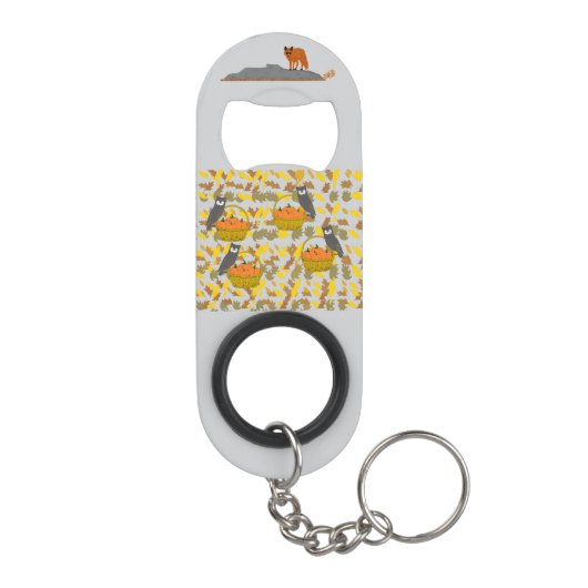 🦊 🦉 Autumn Critters Bottle Opener Keychain Mini Flessenopener (Achterkant)