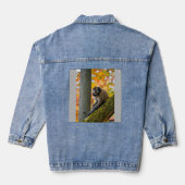 Autumn Curiosity: Monkeys at the Zoo in Fall Denim Jacket (Achterkant)