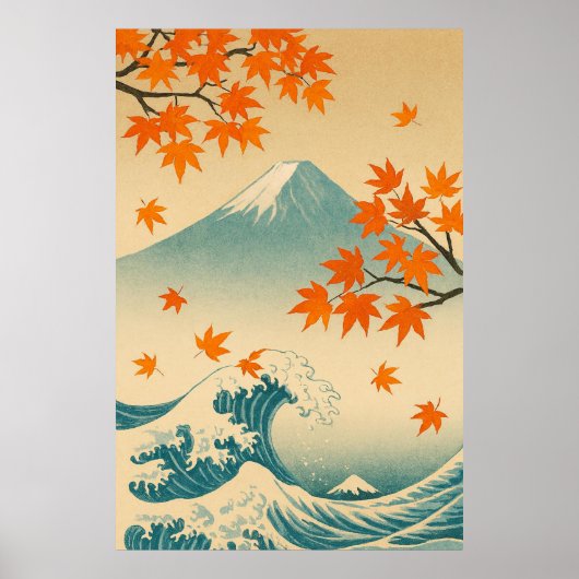 Autumn Currents: Maple Leaves and Fuji’s Horizon Poster (Voorkant)