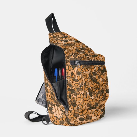 Autumn Custom Leaf Cluster met Tiny Flowers Sling Bag (Open)