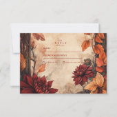Autumn Dahlia Elegance bruiloft RSVP Kaartje (Voorkant)