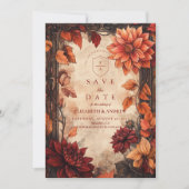 Autumn Dahlia Elegance bruiloft Save The Date (Voorkant)