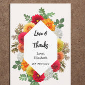 Autumn Dahlia Floral Herfst Vrijgezellenfeest Bedankkaart