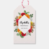 Autumn Dahlia Floral Herfst Vrijgezellenfeest Cadeaulabel (Voorkant)