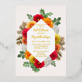 Autumn Dahlia Floral Herfst Vrijgezellenfeest Folie Uitnodiging (Voorkant)