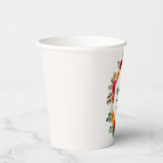 Autumn Dahlia Floral Herfst Vrijgezellenfeest Papieren Bekers (Rechts)