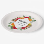 Autumn Dahlia Floral Herfst Vrijgezellenfeest Papieren Bordje (Gekanteld)