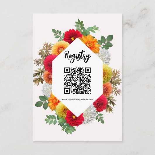 Autumn Dahlia Floral Herfst Vrijgezellenfeest Regi Informatiekaartje (Voorkant)