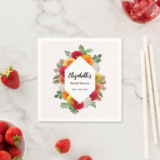 Autumn Dahlia Floral Herfst Vrijgezellenfeest Servet (Insitu)