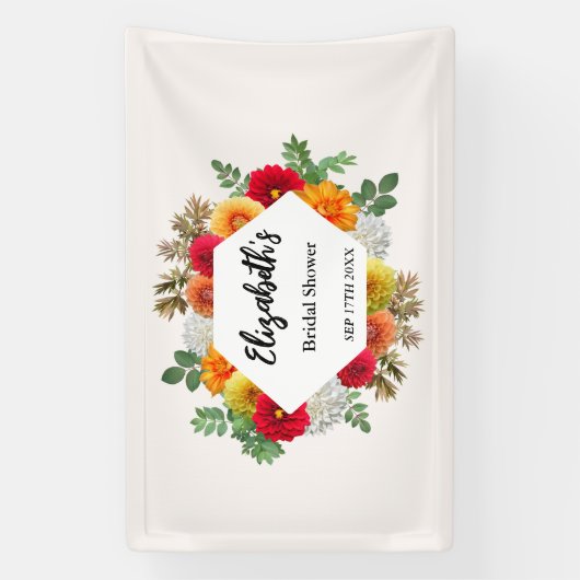 Autumn Dahlia Floral Herfst Vrijgezellenfeest Spandoek (Verticaal)