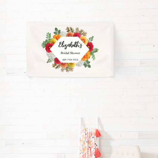 Autumn Dahlia Floral Herfst Vrijgezellenfeest Spandoek (Insitu)