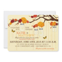 Autumn Dahlias Branches Jars Wedding Invitation