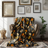 Autumn Daisies Goblincore Floral Fleece Deken