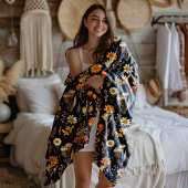 Autumn Daisies Goblincore Floral Fleece Deken