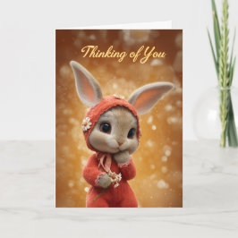 Autumn Daisy Baby Bunny in Red Thinking of You Kaart