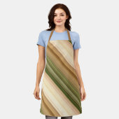 Autumn Daisy Brown, Cream en Green Stripe Schort (Gedragen)