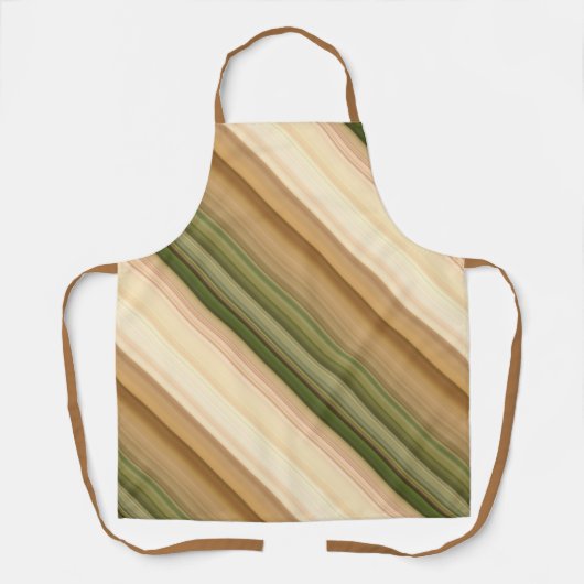 Autumn Daisy Brown, Cream en Green Stripe Schort (Voorkant)