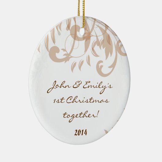 Autumn Damask Herfst Personalized Name Ornament (Rechts)