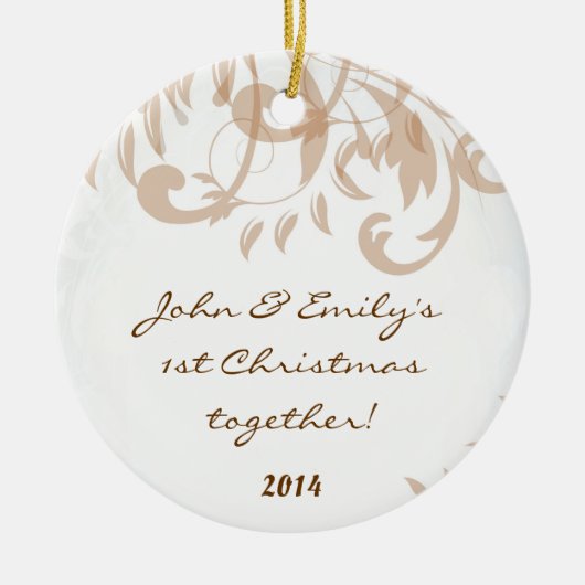 Autumn Damask Herfst Personalized Name Ornament (Voorkant)