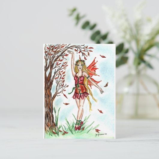 Autumn Dance Fairy Briefkaart (Staand voorkant)
