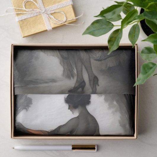 Autumn Dancer in Black & Burnt Orange Decoupage Tissuepapier (Geschenk)