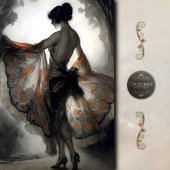 Autumn Dancer in Black & Burnt Orange Decoupage Tissuepapier