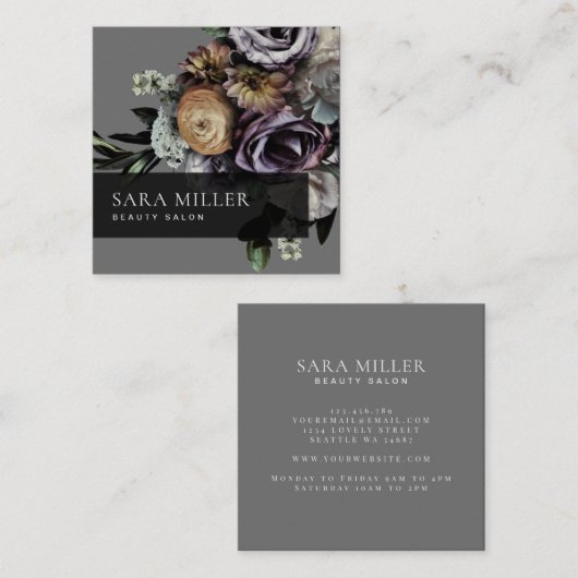 Autumn Dark Moody Floral Bouquet Vierkante Visitekaartje (Voorkant / Achterkant)