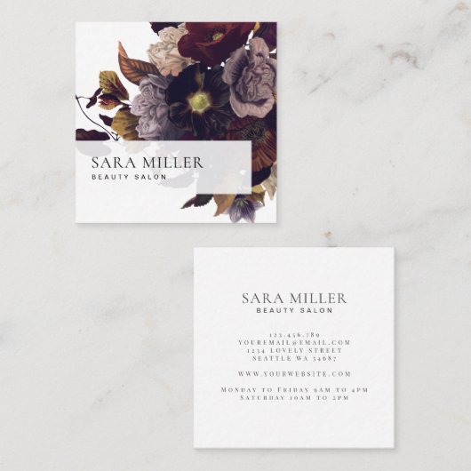 Autumn Dark Moody Floral Bouquet Vierkante Visitekaartje (Voorkant / Achterkant)