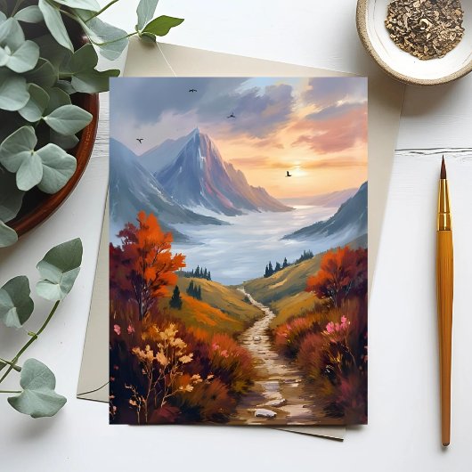 Autumn Daydreams | Fall Mountain Landscape Painted Briefkaart