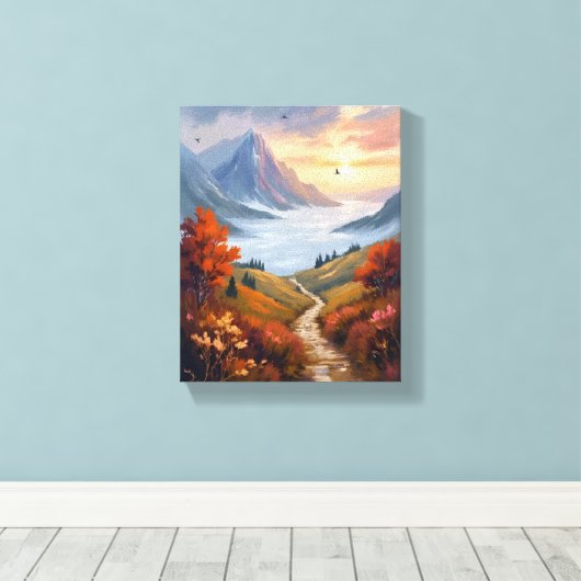 Autumn Daydreams | Fall Mountain Landscape Painted Canvas Afdruk (Insitu (Houten vloer))