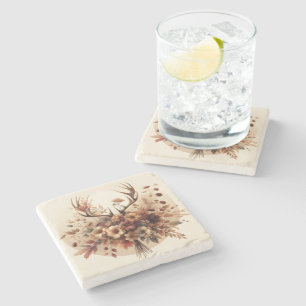 Autumn Deer Antler Bouquet Stenen Onderzetter