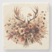 Autumn Deer Antler Bouquet Stenen Onderzetter (Voorkant)