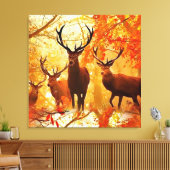 Autumn Deer Pattern Canvas Afdruk (Insitu (Woonkamer))