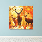 Autumn Deer Pattern Canvas Afdruk (Insitu (Houten vloer))