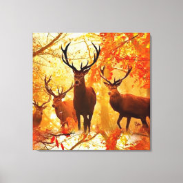 Autumn Deer Pattern Canvas Afdruk