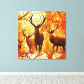 Autumn Deer Pattern Canvas Afdruk (Insitu (Houten vloer))