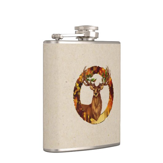 Autumn Deer Vinyl Wrapped Flask Heupfles (Rechts)