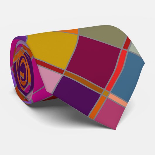 Autumn Design Checkered Stropdas (Opgerold)