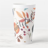 Autumn Design "dankbaar" en naam 17oz Latte Mok (Voorkant)