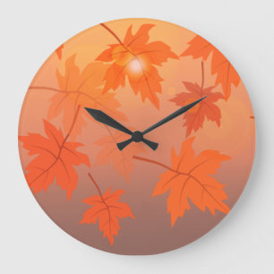 Autumn design met paardenbladeren en bokeh-effect grote klok