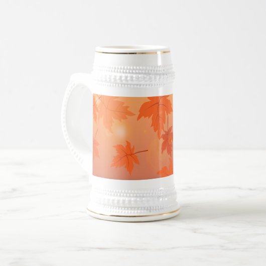Autumn design with maple leaves and bokeh effect bierpul (Voorkant links)