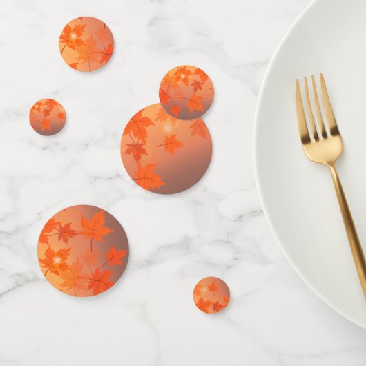 Autumn design with maple leaves and bokeh effect confetti (Groep)