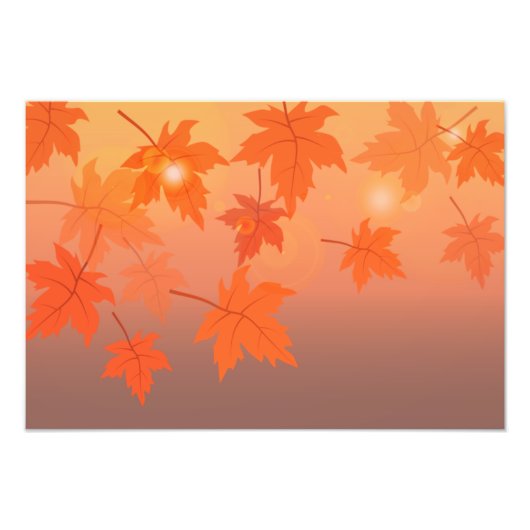Autumn design with maple leaves and bokeh effect foto afdruk (Voorkant)