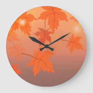 Autumn design with maple leaves and bokeh effect grote klok
