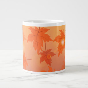 Autumn design with maple leaves and bokeh effect grote koffiekop