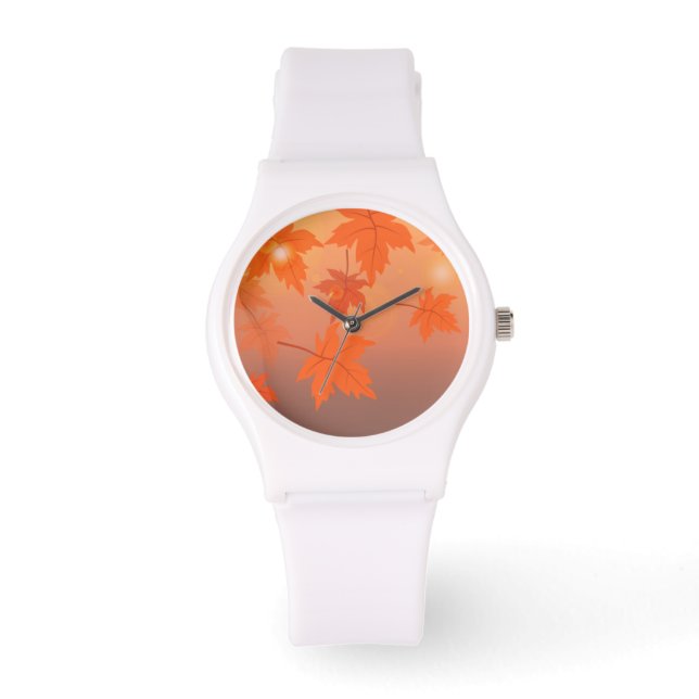 Autumn design with maple leaves and bokeh effect horloge (Voorkant)