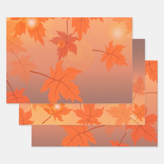 Autumn design with maple leaves and bokeh effect inpakpapier vel (Set)